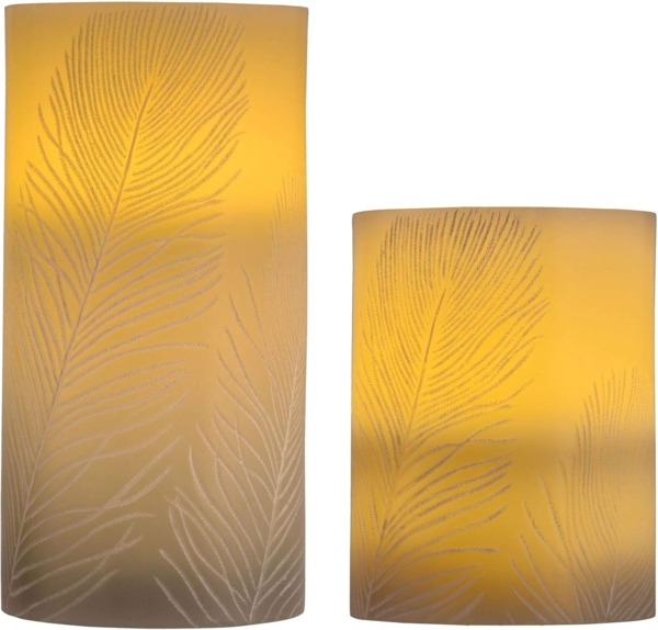 Pauleen LED Dekolicht LED-Kerze Cosy Feather, 2er Set, Wachskerze mit Timer Grau Bild 5