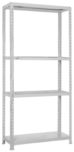 Simon Rack Schwerlastregal, 1600 x 800 x 400 mm, Bis 70 kg Belastbar, 4 Verstellbare Ablagen, Kellerregal, Lagerregal, Weiss - Ecoclick