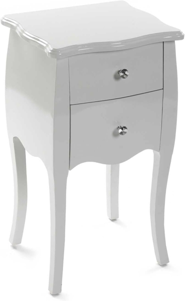 Versa Cagliari Nachttisch Kleiner oder zusätzlicher Tisch für das Schlafzimmer oder das Wohnzimmer, mit 2 Schubladen, Maßnahmen (H x L x B) 71 x 35 x 40 cm, Holz, Farbe: Weiß