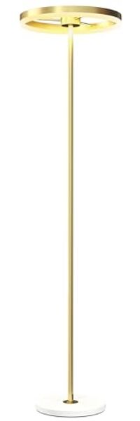 HOMCOM Stehlampe dimmbare Bodenlampe mit 3 Helligkeitsstufen, Fußschalter, LED, Wohnzimmer, Schlafzimmer, Gold