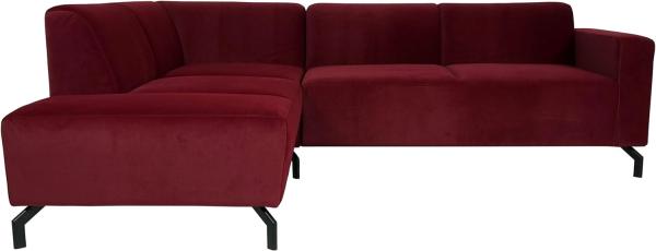 Ecksofa HWC-J60, Couch Sofa mit Ottomane links, Made in EU, wasserabweisend 247cm ~ Samt bordeaux-rot