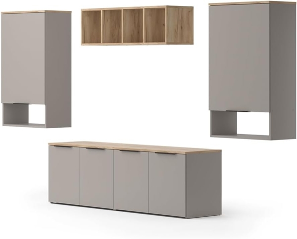 Wohnwand Wido Greige 5 Teile Vicco
