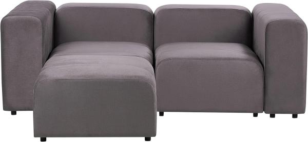 2-Sitzer Sofa Samtstoff dunkelgrau mit Ottomane FALSTERBO