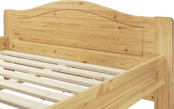 ERST-HOLZ Bett Klassisches Holzbett 140x200 mit Rost, Kieferfarblos lackiert Bild 6