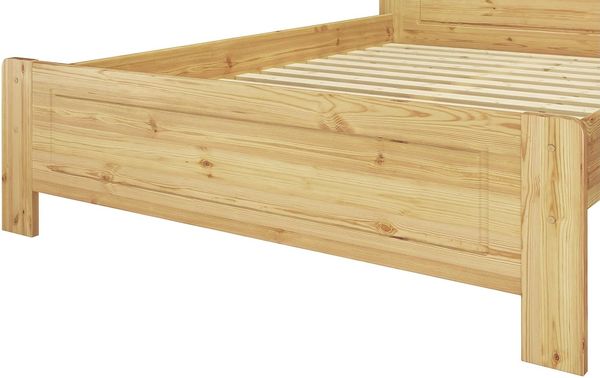 ERST-HOLZ Bett Klassisches Holzbett 140x200 mit Rost, Kieferfarblos lackiert Bild 7