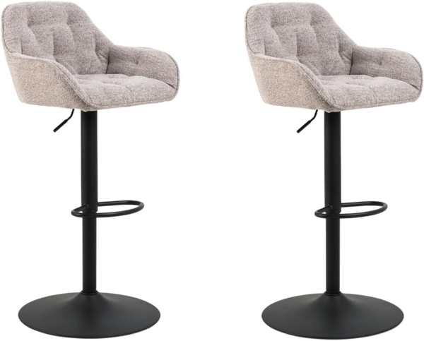 ACTONA GROUP Barhocker BROOKE, 2er Set, Beige, Stoffbezug, Schwarz matt, höhenverstellbar