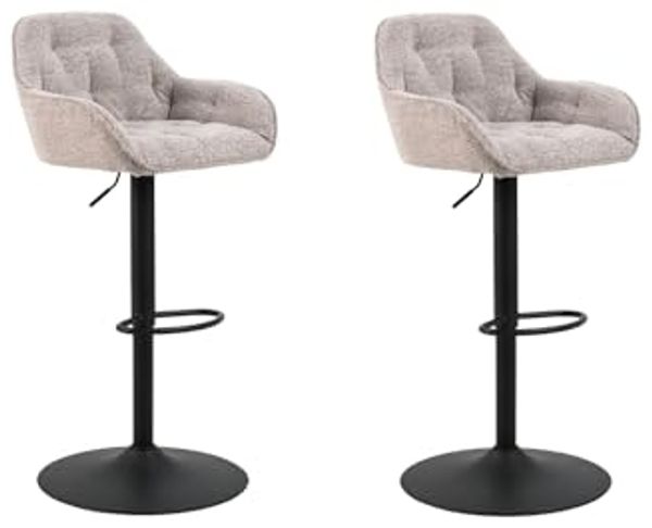 ACTONA GROUP Barhocker BROOKE, 2er Set, Beige, Stoffbezug, Schwarz matt, höhenverstellbar