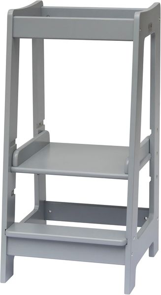 Stepup Baby Montessori Lernturm Kleinkind Trittstufe mit Verstellbarer Höhe und Sicherheitsschiene, Grau, BxHxT 42 x 85 x 42 cm