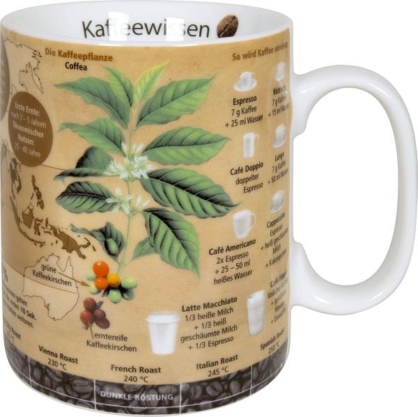 Könitz Wissensbecher Kaffeewissen, Becher, Tasse, Kaffeebecher, Porzellan, Bunt, 490 ml, 11 1 330 2637