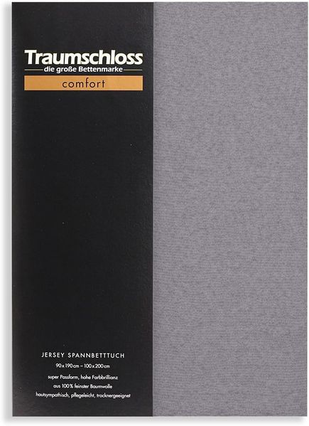 Traumschloss Spannbettlaken Comfort, Jersey, Grau, 180-200x200, 100% Baumwolle