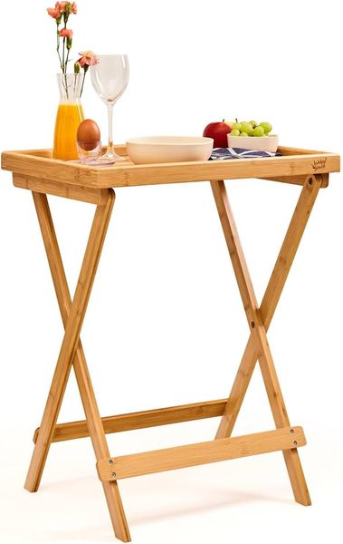 Beistelltisch für Frühstück leicht 50 x 66 x 38 cm nachhaltig Bambus Natur