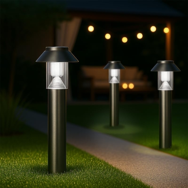 MeLiTec 3er Set Solar LED Gartenleuchten SO06-1 Edelstahl matt gebürstet