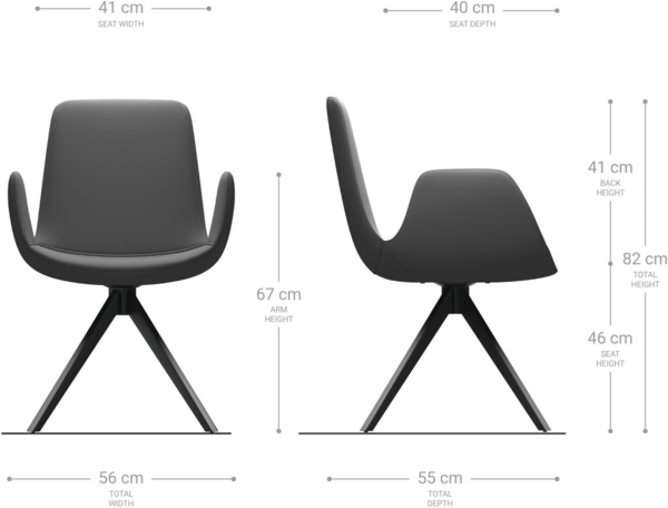 Esszimmerstuhl Ilia-Flex mit Armlehnen Mikrofaser Anthrazit Vintage Kreuzgestell kantig Schwarz Bild 7