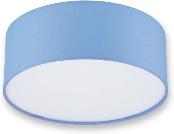 REV Deckenleuchte - Deckenlampe rund 30cm mit Stoff-Lampenschirm in Pastell – ideal für Schlafzimmer, Wohnzimmer & Kinderzimmer, hellblau