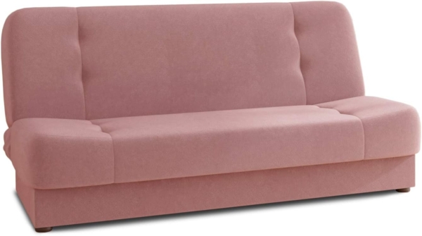 Schlafsofa Sena - Sofa mit Schlaffunktion und Bettkasten, Velours Stoff, Bettsofa mit Bonell-Federkern, Couch (Pink (Manila 09))