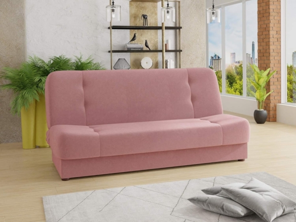 Schlafsofa Sena - Sofa mit Schlaffunktion und Bettkasten, Velours Stoff, Bettsofa mit Bonell-Federkern, Couch (Pink (Manila 09)) Bild 2