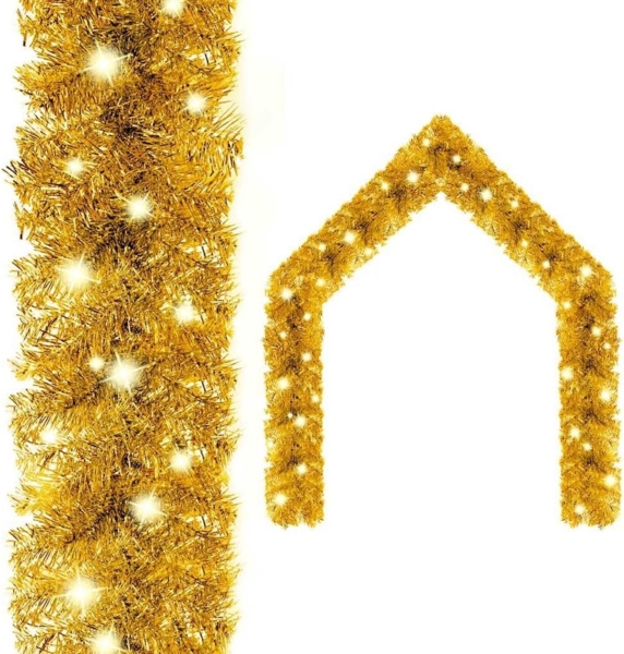 vidaXL Weihnachtsgirlande mit LED 10 m Golden 329202