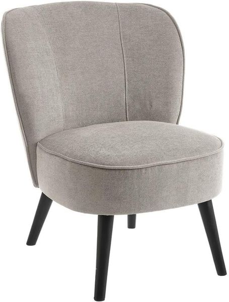 DRW Sessel aus Polyester und Holz in Hellgrau und Schwarz
