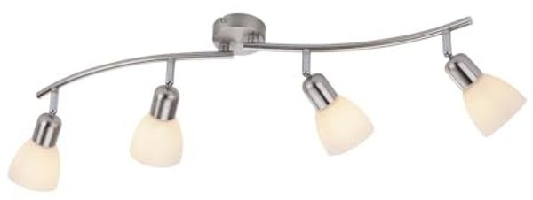 Leuchten Direkt 4er Spot Karo stahl-weiß 87x22 cm E14, max. 40 W