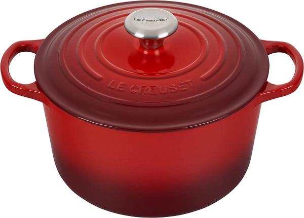 Le Creuset Signature Gusseisen-Bräter mit Deckel, Für alle Herdarten und Induktion geeignet, Rund, Kirschrot, 24,0 cm, 5