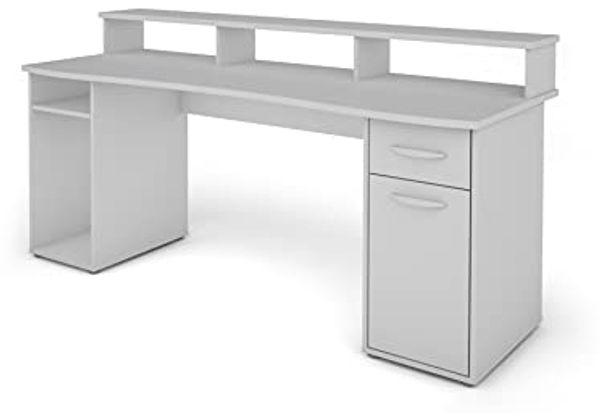 Schreibtisch, Holzwerkstoff Spanplatte weiß, B 180 x H 93 x T 65 cm