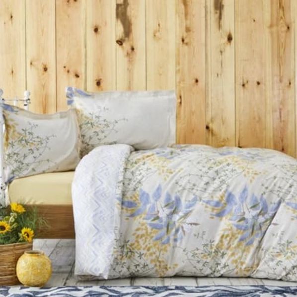 Karaca Bettwäsche Clarinda Renforcé 100% Baumwolle 200x220 Bettwäsche Set Indigo
