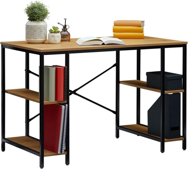 CARO-Möbel Schreibtisch EVORA, Schreibtisch im Industrial Stil aus Metall in schwarz und MDF Holz mit