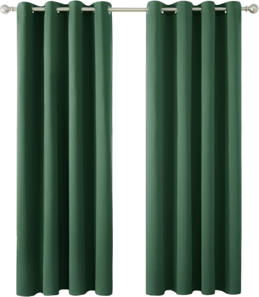 Deconovo Gardinen Blickdicht Vorhang Schlafzimmer Kälteschutz Vorhänge Blickdicht, 214x117 cm(HöhexBreite), Waldgrün, 2er Set
