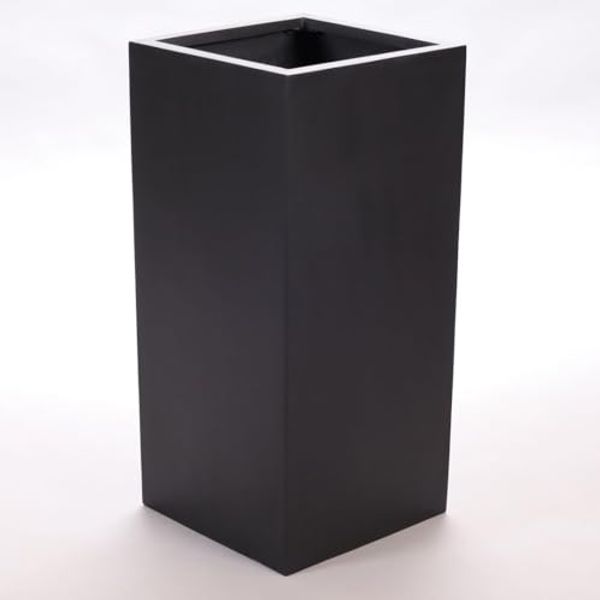 Pflanzkübel Blumenkübel Blumentopf Fiberglas Säule LxBxH 30 x 30 x 90 cm elegant schwarz matt.