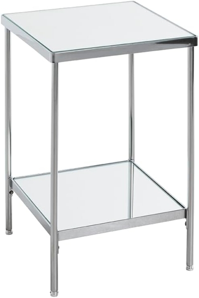 HAKU Möbel Beistelltisch, Chrom, Metall, Spiegel 5 mm - Maße: B 28 x H 46 x T 28 cm, Style: Art Deco