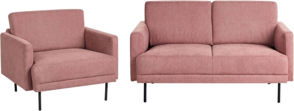 Sofa Set 2-Sitzer BREDA Stoff Rosa