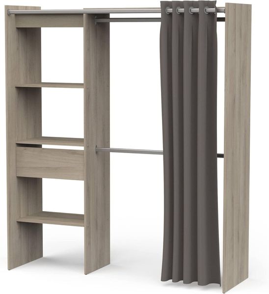 Dmora - Großer Kleiderschrank Doubs, Schlafzimmermöbel, Schrank, Garderobe, 167x50 h192 cm, Eiche und Mattweiß Bild 6