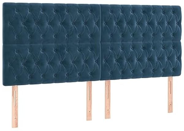 vidaXL Boxspringbett mit Matratze Dunkelblau 200x200 cm Samt 3132883 Bild 6