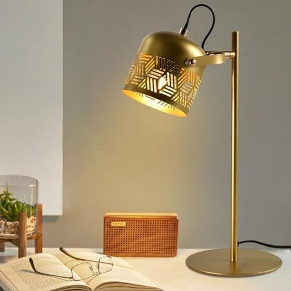 LQWELL Tischleuchte E27 Nachttischlampe LED Tischlampe, Leuchtmittel wechselbar, ohne Leuchtmittel, Retro Palaststil Tischleuchte, Metall Schreibtischlampe Esstischlampe, für Schlafzimmer Esszimmer Museum Studio Büro Bar Geschäft Dekor