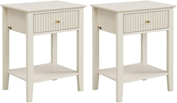 Vente-unique - Nachttisch 2er-Set 1 Schublade & 1 Ablage – MDF – Beige – NIRIVA
