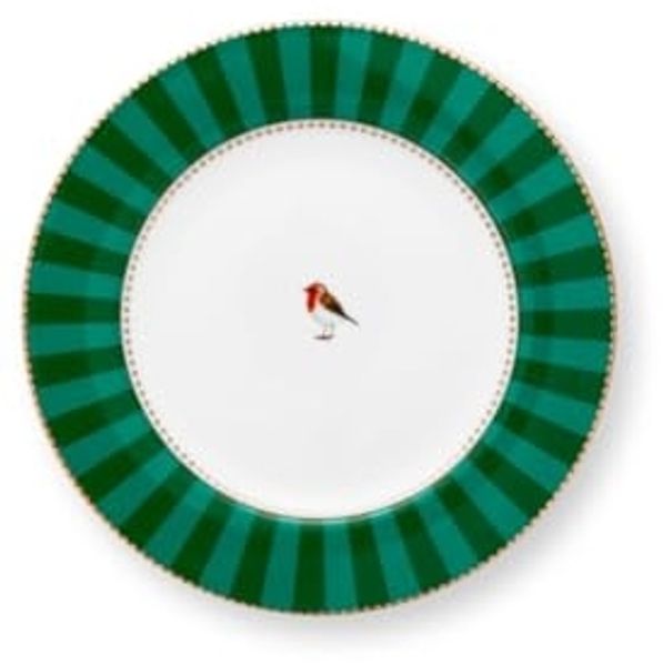 Pip Studio Dessertteller Love Birds Stripes Emerald Grün (17cm) 51.001.463