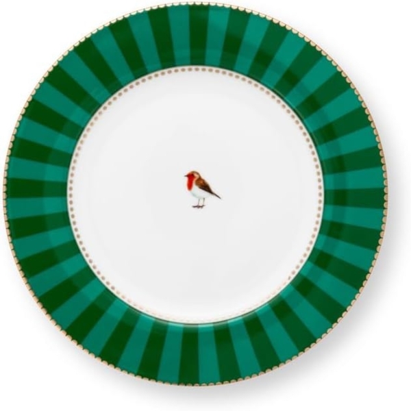 Pip Studio Dessertteller Love Birds Stripes Emerald Grün (17cm) 51.001.463