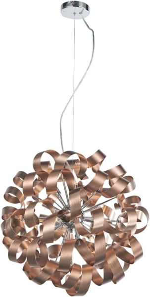 Lucande Hängeleuchte Kaelor, dimmbar, Leuchtmittel nicht inklusive, Design, Aluminium, satin Kupfer, 12 flammig, G9, Deckenlampe