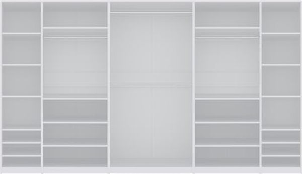 Marmex Möbel TRES SET X(B) Garderobenschrank, Eckkleiderschrank ohne Türen, Eckkleiderschrank-Set groß, laminierte Spanplatte, weiß, 360x206x51 cm