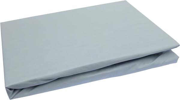 Bettwaesche-mit-Stil Mako Perkal Spannbettlaken Eis Grau 90 x 210 cm