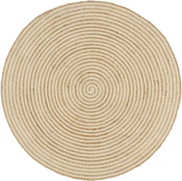 vidaXL Teppich Handgefertigt Jute mit Spiralen-Design Weiß 120 cm 133717