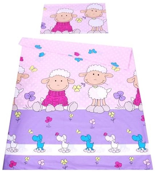 BabyLux Babybettwäsche BABYLUX Kinderbettwäsche 2 Tlg. 90 x 120 cm Bettwäsche Bettbezug Kind, 2. Lila Schaf 90x120
