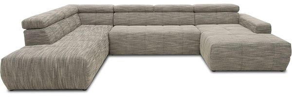 DOMO. collection Brandon Sofa, Wohnlandschaft mit Rückenfunktion in U-Form, Polsterecke Eckgarnitur, weißgrau, 228 x 359 x 175 cm