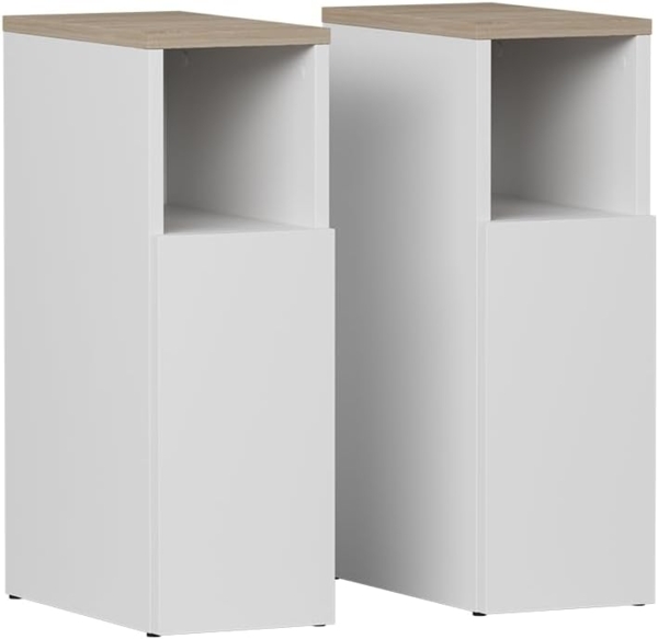 Nachttisch Enton Weiß/Sonoma 2er set Vicco