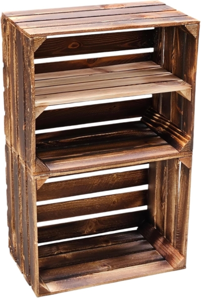 Holzkisten 2er Set dunkel 50 x 40 x 30cm Ablage Lang