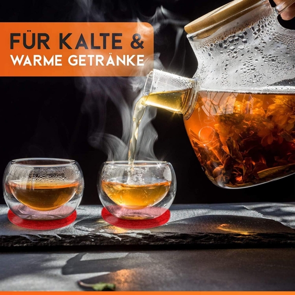 wortek Getränkeuntersetzer Filz-Untersetzer Rund für Gläser 8er Tischset, Zubehör für Tisch & Gläser, Set, 8-tlg, cm Bild 3