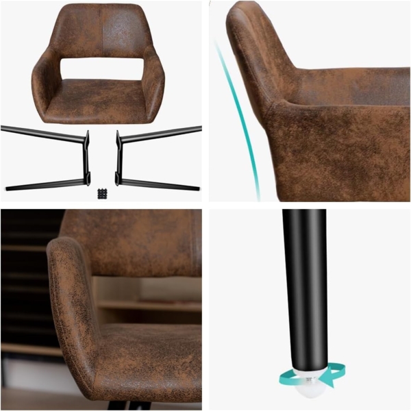 MEUBLE COSY Cromwell BEIGE 2PCS SD Esszimmerstühle 2er Set Küchenstuhl Polsterstuhl mit Armlehne Sessel aus Samt Wohnzimmerstuhl Metallbeine, Braun Vintage, 56 x 56 x 78 cm Bild 6