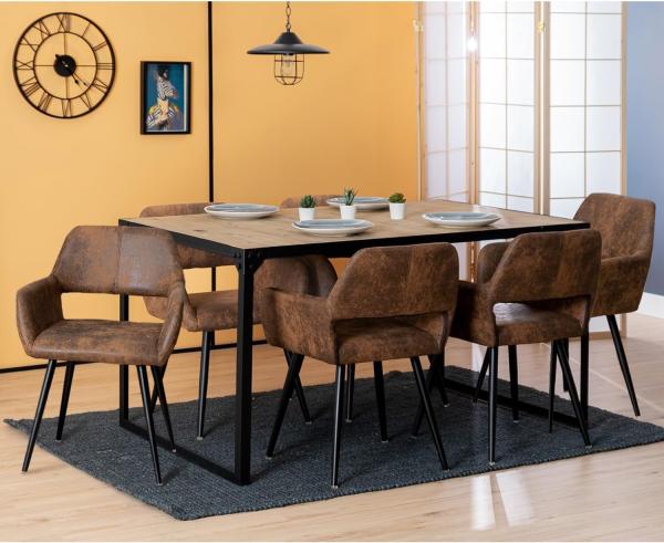 MEUBLE COSY Cromwell BEIGE 2PCS SD Esszimmerstühle 2er Set Küchenstuhl Polsterstuhl mit Armlehne Sessel aus Samt Wohnzimmerstuhl Metallbeine, Braun Vintage, 56 x 56 x 78 cm Bild 4