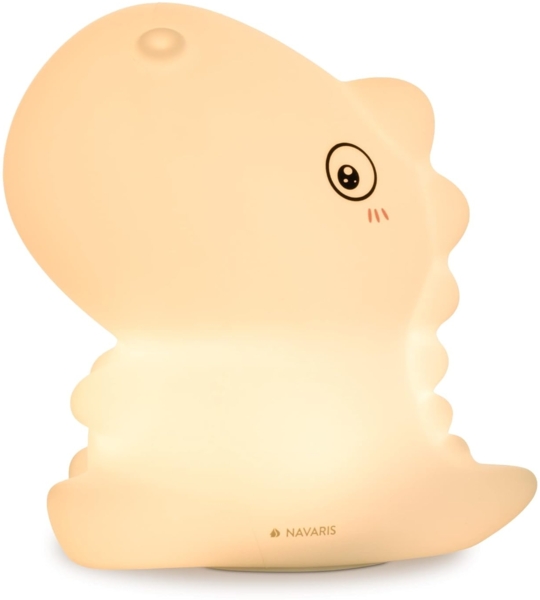 Navaris LED Nachtlicht Dino Design - aufladbar mit Micro USB Kabel - Süße RGB Farbwechsel Kinder Nachttischlampe - Dinosaurier Schlummerlicht Weiß