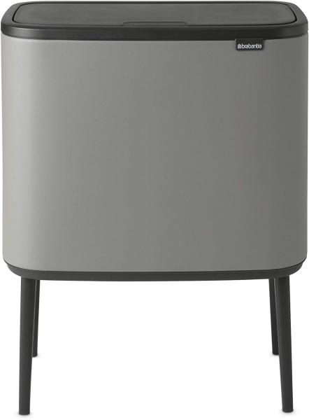  Brabantia 'Bo Touch Bin' Mülleimer, Stahl, 33 (3x 11) Liter, Mineral Concrete Grey